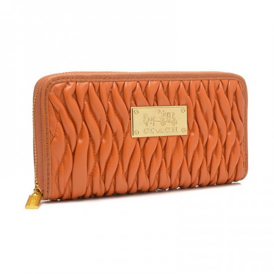 Coach Accordion Zip In Gathered Twist Large Orange Wallets FCW | Coach Outlet Canada